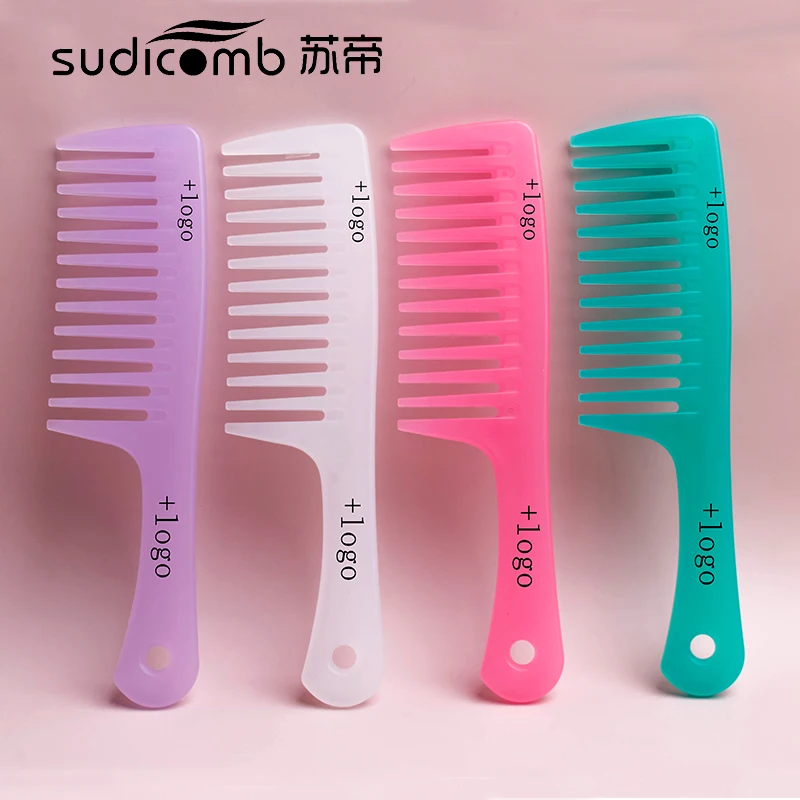 

Colors Wholesale Custom Logo Detangling Shower Hair Combs Heat-resistant Large Plastic Hair Wide Tooth Hair Comb Shower, Pink,white,black,green,blue,purple