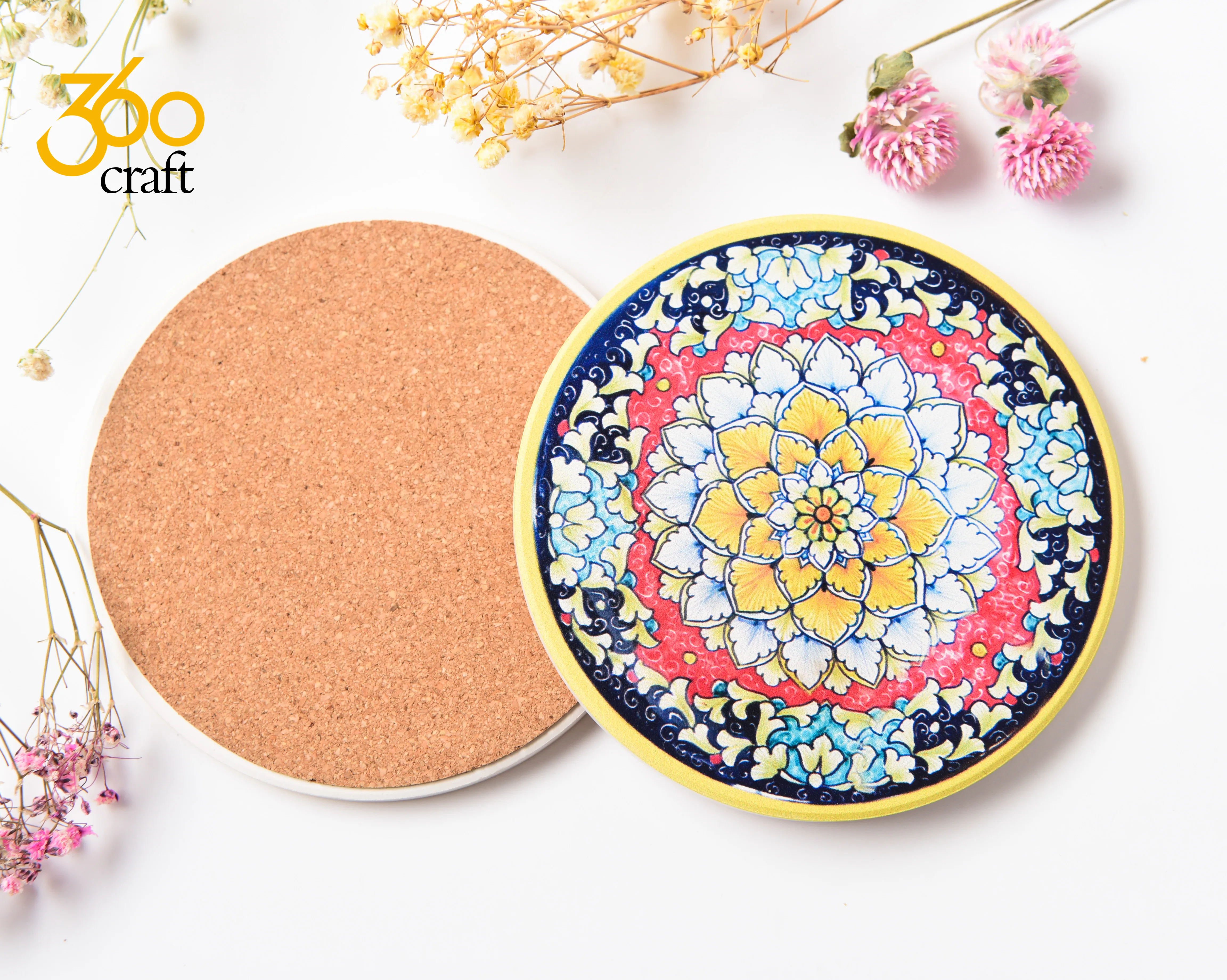 Wholesale Sublimation Car Round Water Absorbent Blank Ceramic Coasters