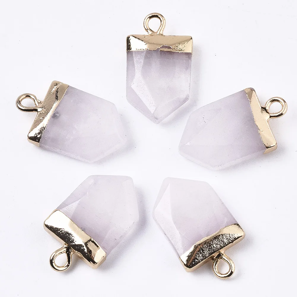 

PandaHall Arrow Faceted Natural Rose Quartz Pointed Pendants, White