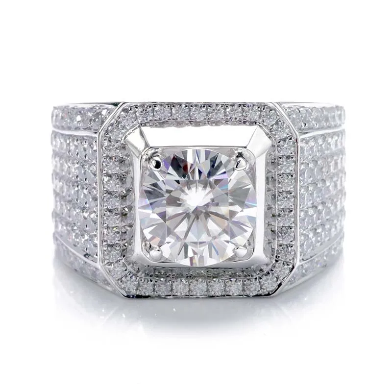 

Provence 18k Men style white gold 3 carats moissanite diamond wedding ring