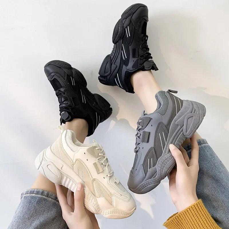 

2021 new spring and autumn student fashion comfortable grey sneakers women's casual sports shoes, As the pictures show