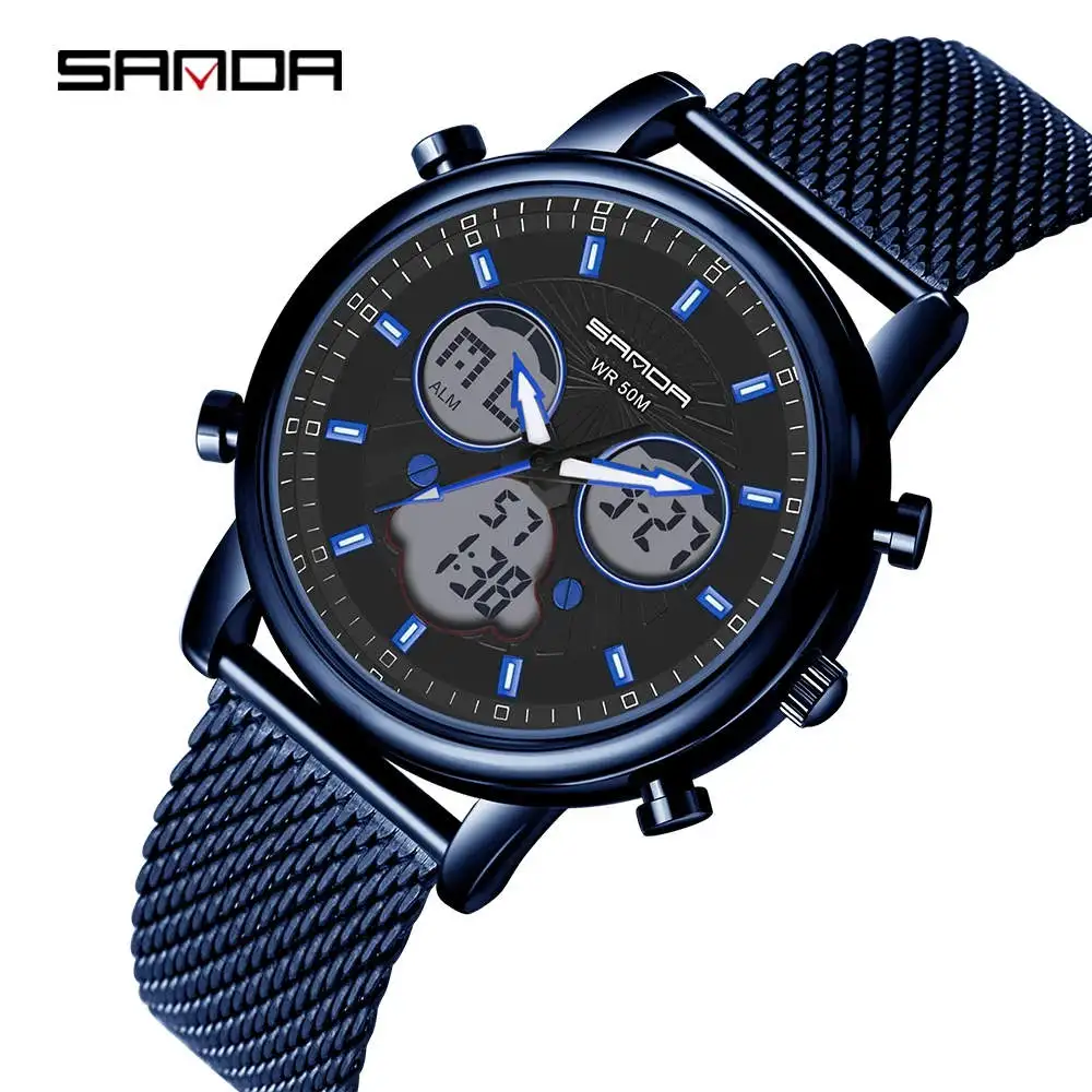 

Sanda 803 Relojes Dual Display Wristwatch 50M Waterproofing LED Digital Men Watches Sport