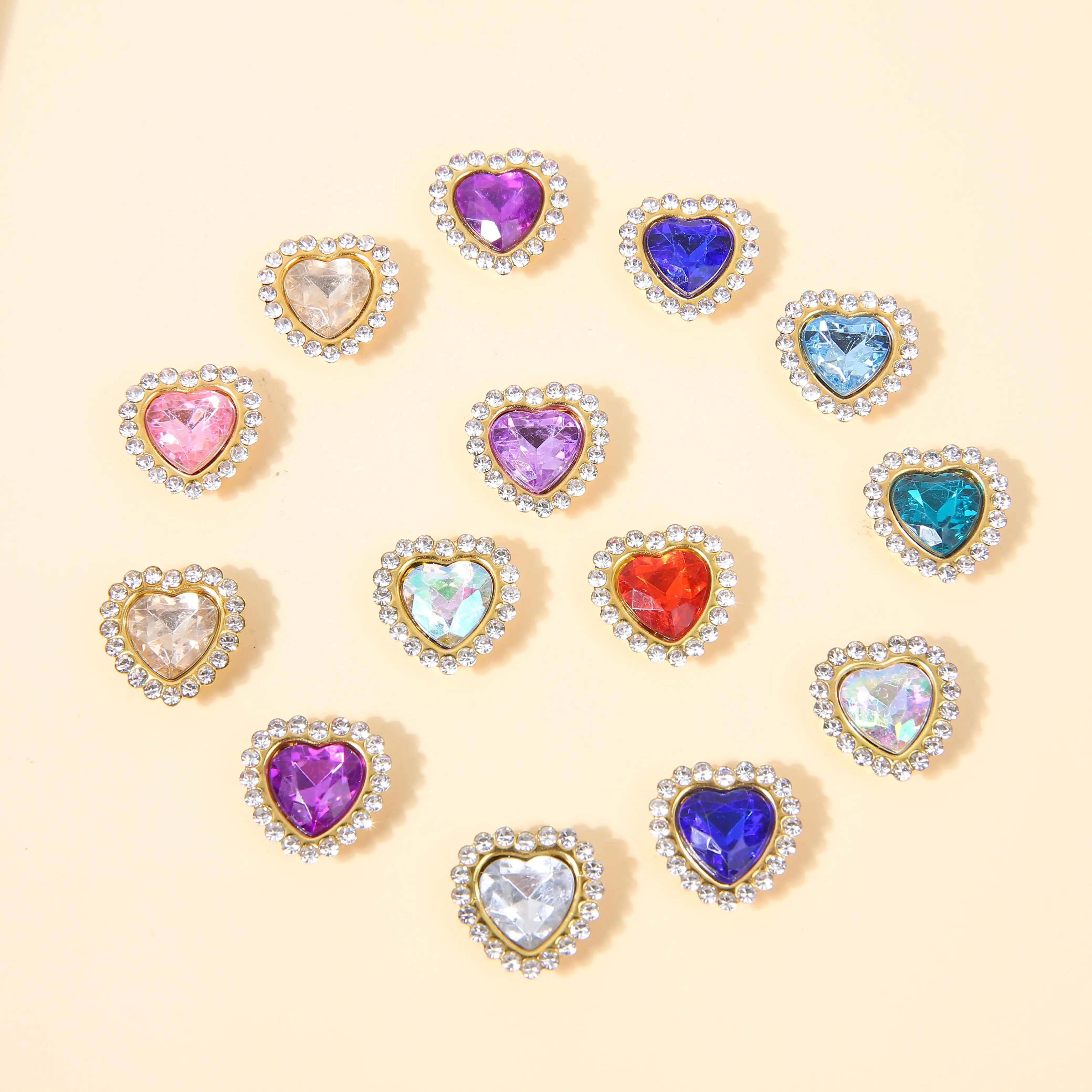 SINRONG Double-Layered 10mm Peach Heart Crystal Multicolor Water Diamond for Shoes Bags Ethnic Clothing & Jewelry