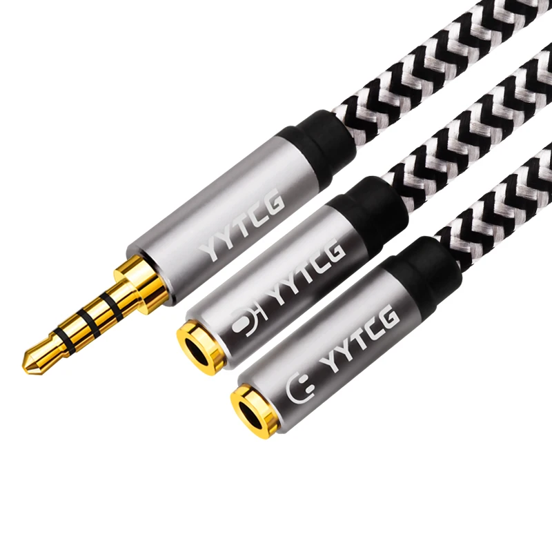 

2 In 1 Cable Adapter Splitter 3.5mm Audio Earphone Headset To 2 Female Jack Headphone Mic Audio Cable For Mobile Phone