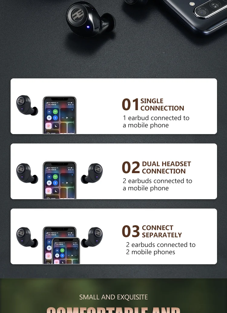 2021 New Model TWS Reroka Revolution Portable LED Touch Control Earbuds Blue 5.1 Ear Buds with Led - ANKUX.COM