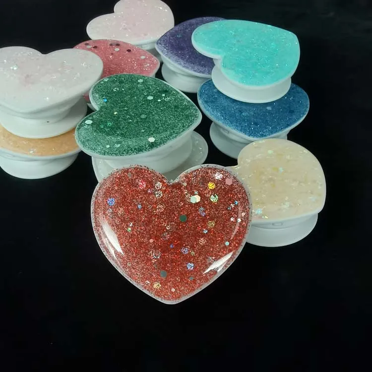 

high quality new heart shape phone holder,promotion gift glue color painting foldable stand holder phone grip