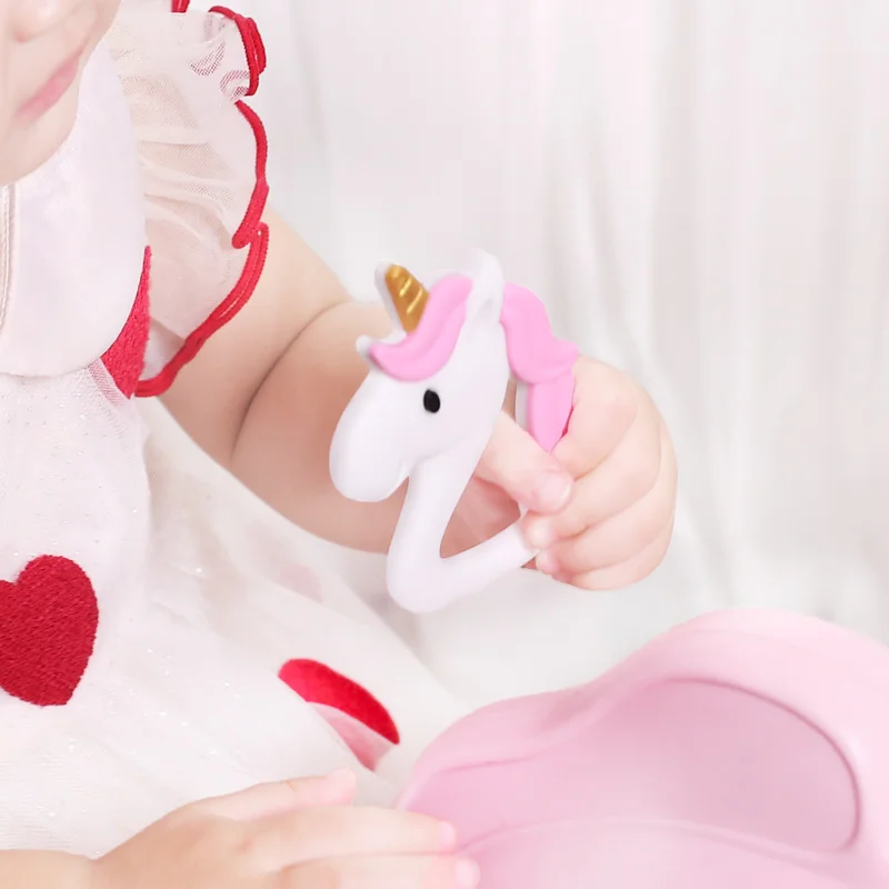 
Bacteria Resistant Soft Animal Infants Toddlers Silicone Star Unicorn Teether holder 