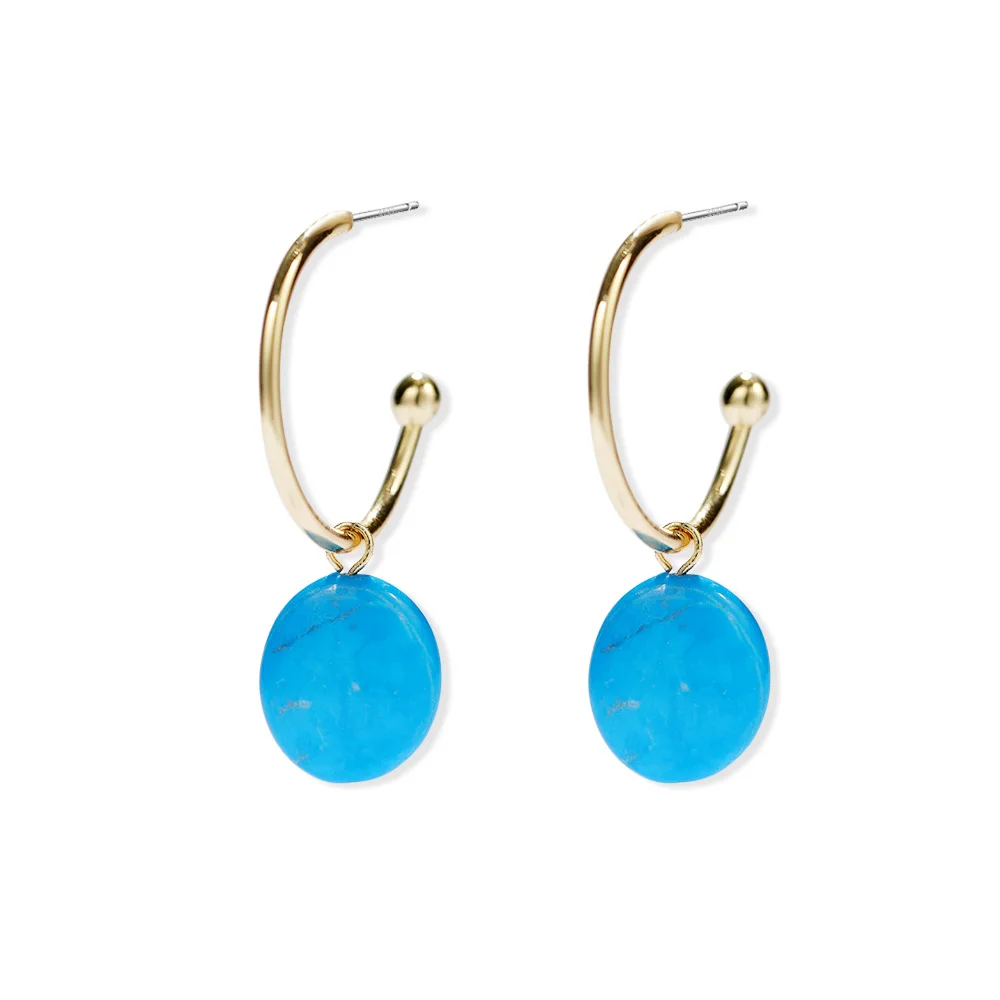 

2020 Wholesale Latest Fashionable Trendy Bohemia Turquoise Beaded Earrings Pendant S925 Silver Needle Ladies Earrings