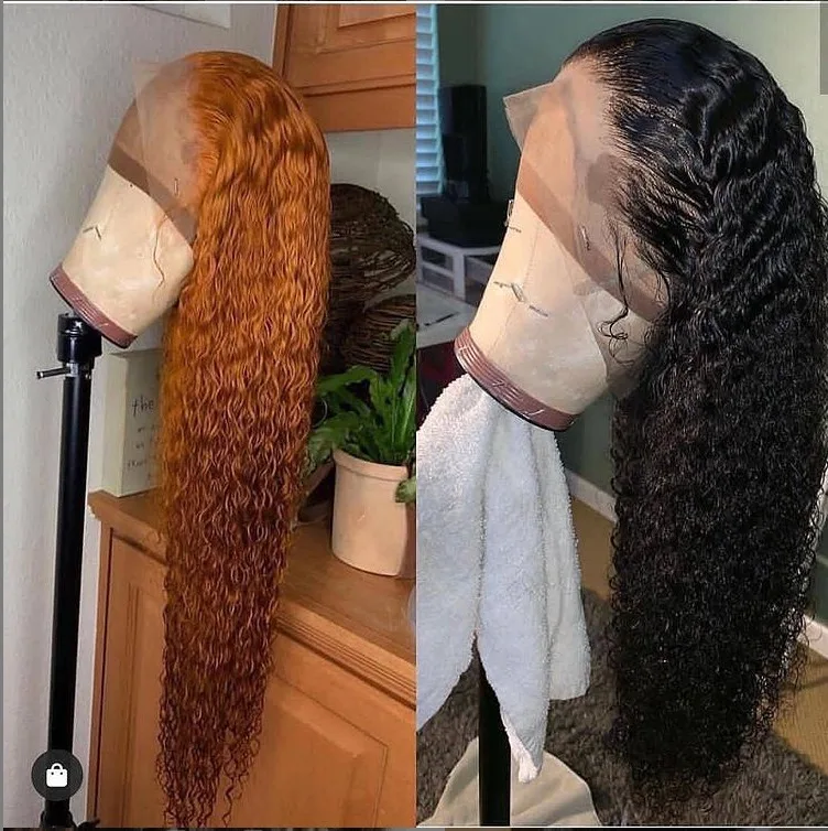 

Brazilian Human Hair Wigs Curly Wave Pre Plucked For Black Women Lace Front wigs Deep curly wave swiss lace frontal wig