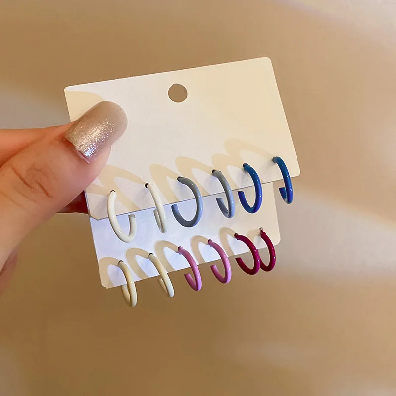 

fashion trendy pink blue hoop earrings small