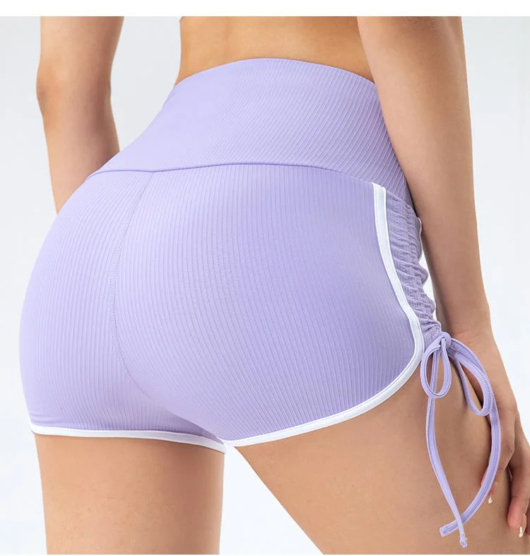 

Women's Drawstring Peach Shorts Running Hip-lifting Hot Pants Fitness Pull Rope Sports Yoga Shorts For Women, Customized colors