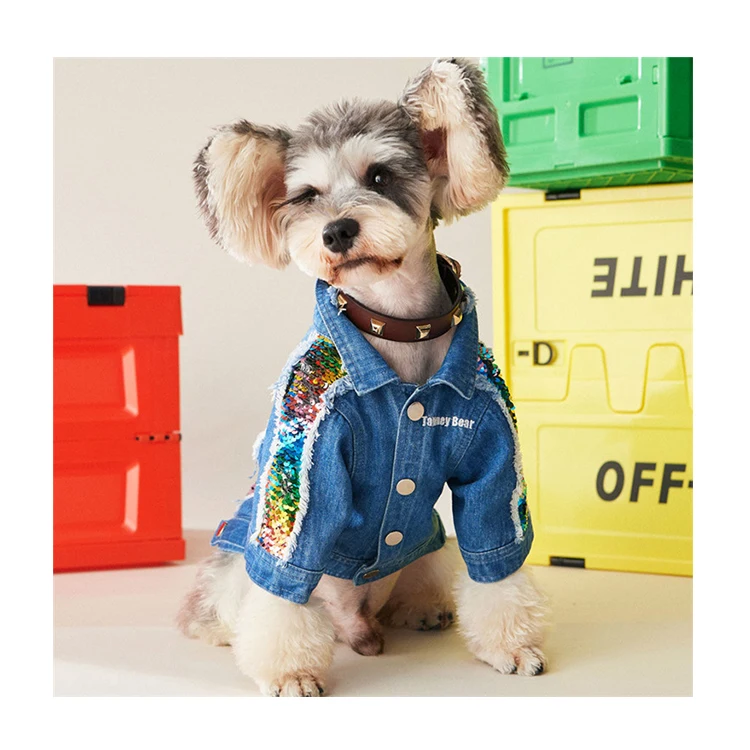 

Wholesale Fancy Fashionable Designer Denim Jackets Dog Coats Pet Clothes, Blue,black