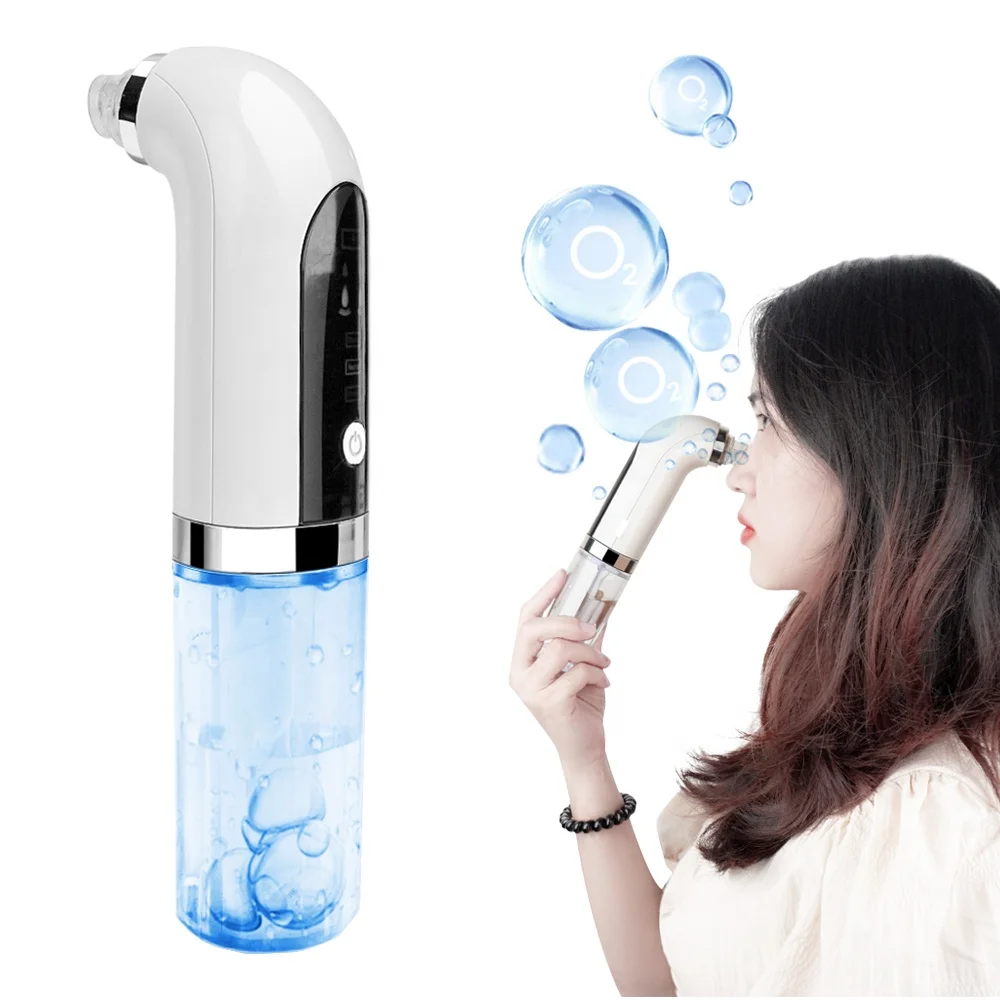 

New Arrival Portable Facial Cleansing Machine USB Electric Blackhead Vacuum Cleaner with 6 Suction Heads, White