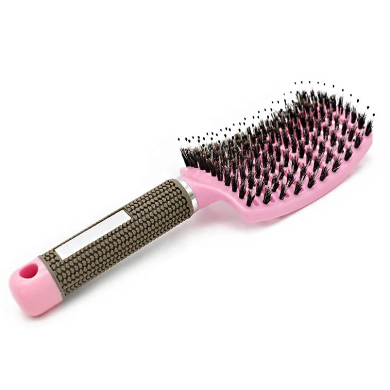 

customized plastic handle curved ionic bristle vent hair brush, Accept panton color