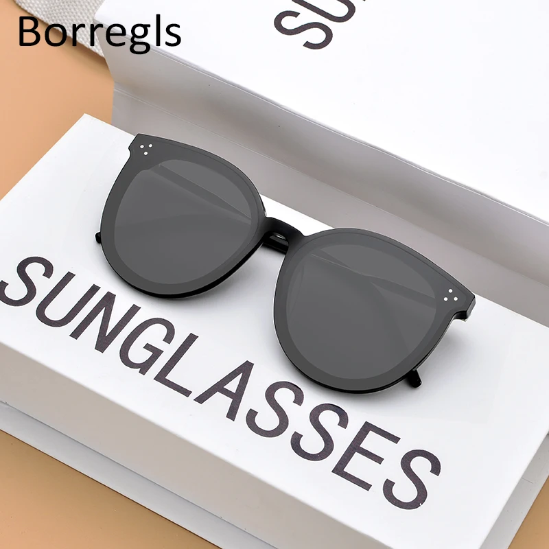 

Borregls Acetate Round Sunglasses Retro Men Women Sunglasses Vintage Coating Mirrored UV400 with Nylon Lens