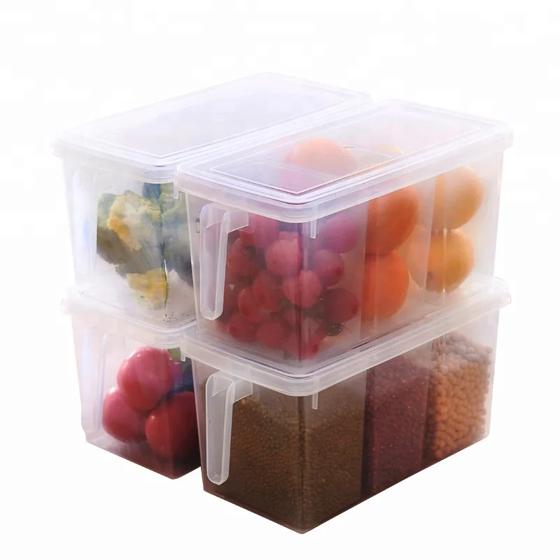 

Home use plastic storage food container fridge kitchen vegetable staff storage container with lid, Transparent