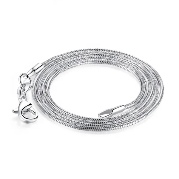 

Wholesale Italian 1mm Snake Chain Necklace 925 Silver Plated DIY Jewelry Making 16" 18" 20" 22" 24", As pictures