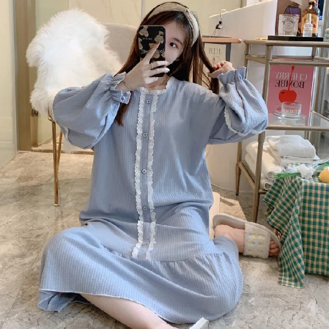 

Plus Size Nightgowns Loose 2021 Homewear Pijama De Algodon Mujer Nightdress Ladies Pyjamas Dress Pajamas Women Cotton Sleepwear