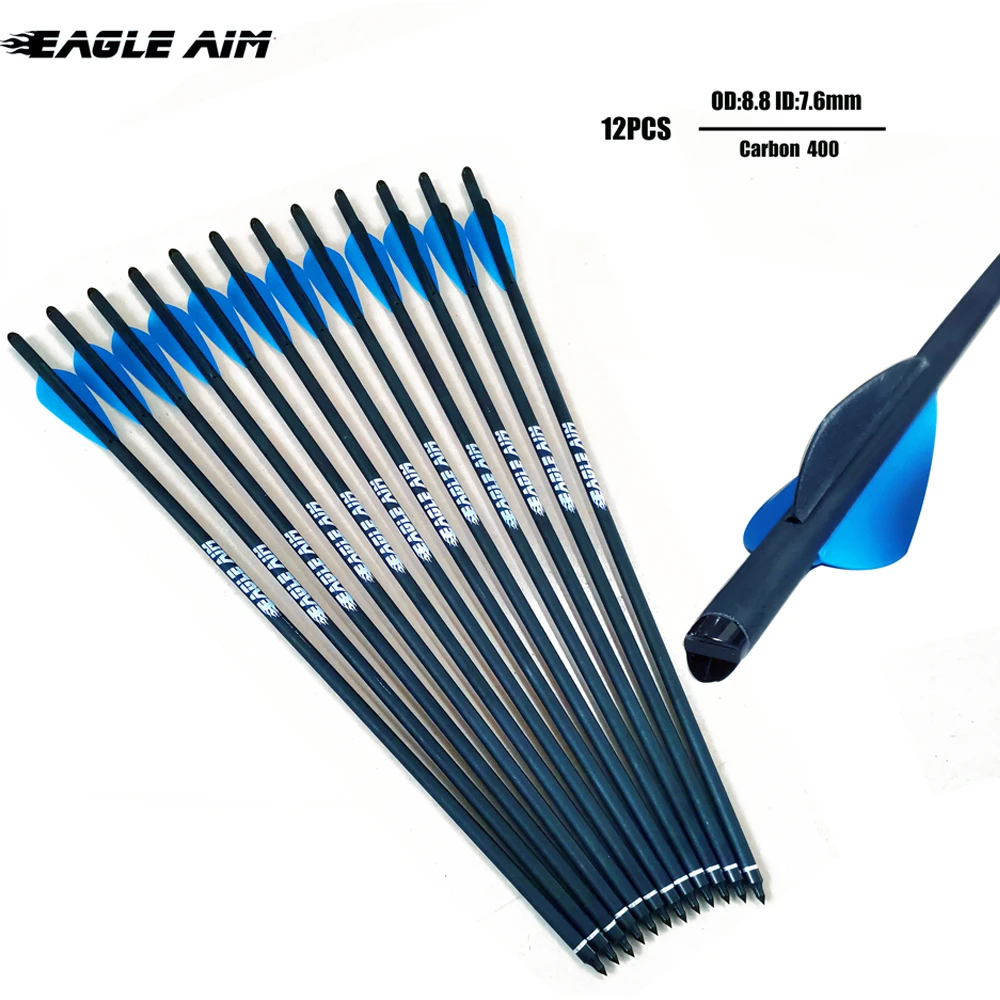 

12pcs 16"18" 20" 22" Inch Carbon Arrows Crossbow Bolt with 2 Bule 1 Black 3 Paddles