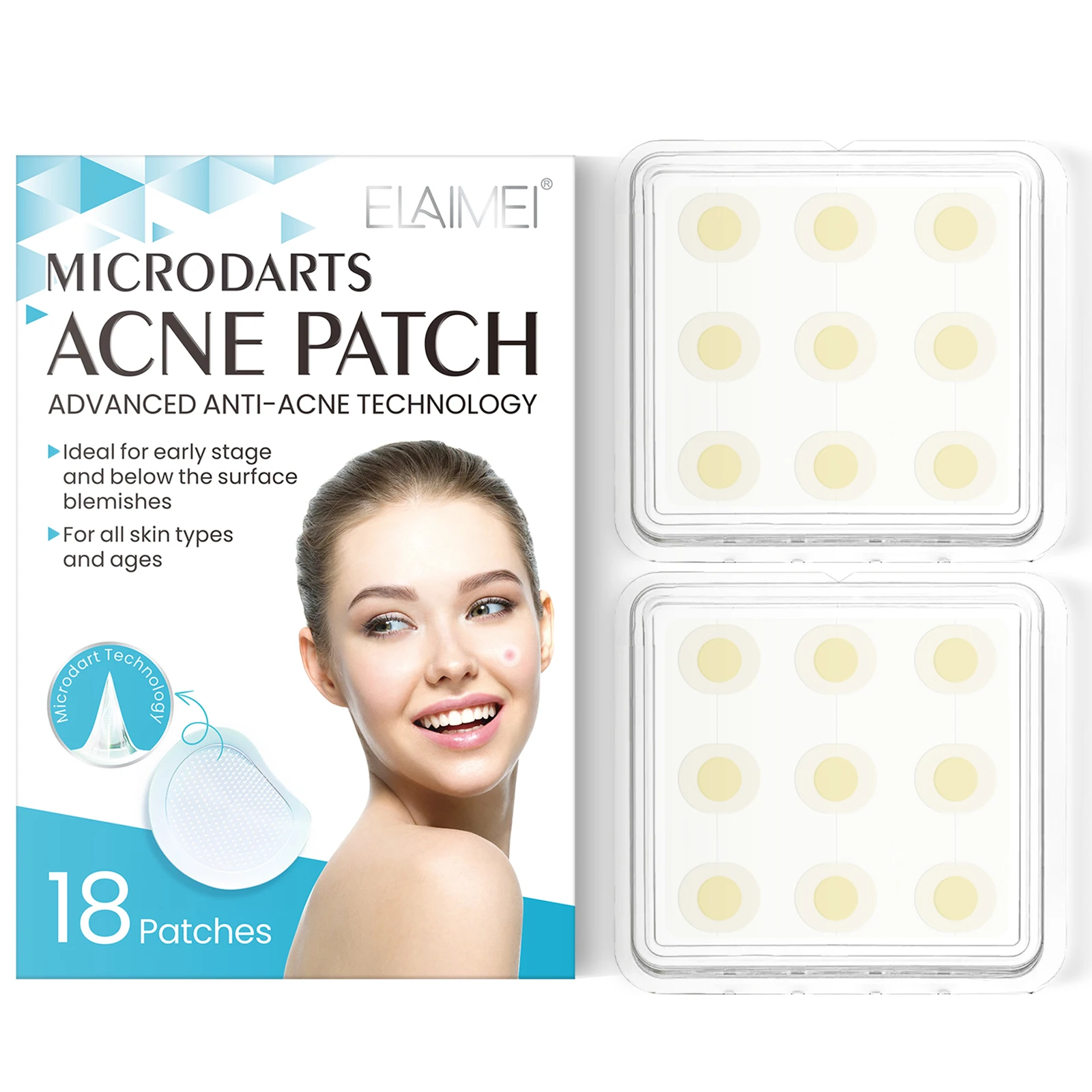

ELAIMEI private label hyaluronic acid tea tree oil acne pimple patch hydrocolloid custommighty microneedle acne patch