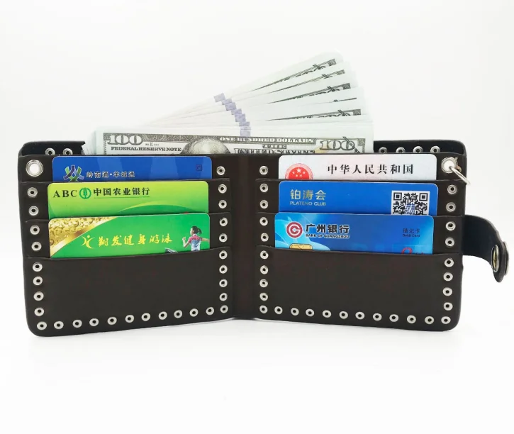 

Men's motorcycle wallet PU leather cross money clip wallet