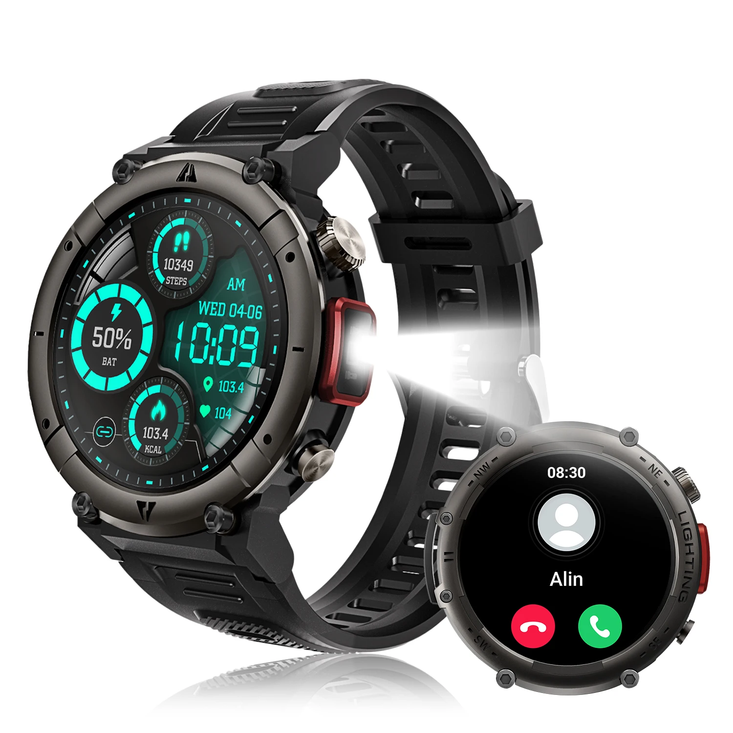 

New Arrival Smartwatch Heart Rate Monitor FitCloudPro Waterproof IP67 Flashlight Outdoor Light Smart Watch Phones