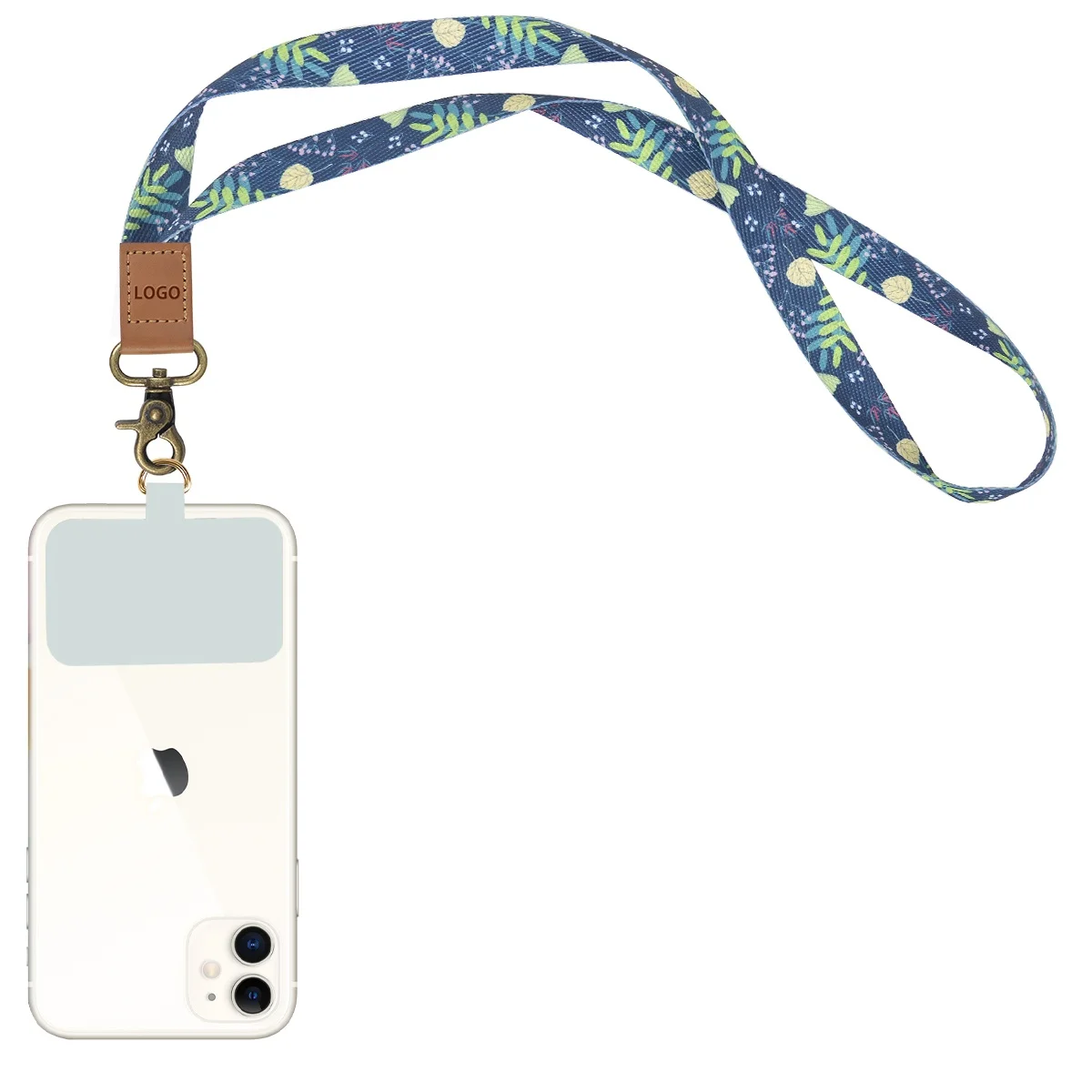 

Custom oem logo and design woven material Card Lanyards Smartphone necklace phone wrist strap lanyard with Keychain