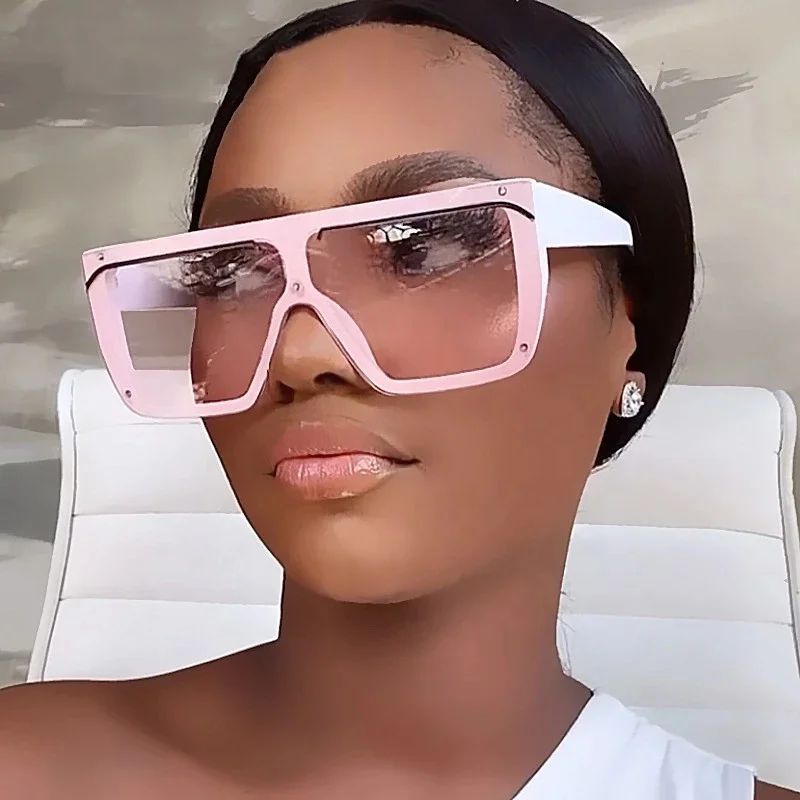 

8168 Latest Vintage Plastic Frame One Piece Lens Square Oversized Luxury Sunglasses Women 2022, 6 colors