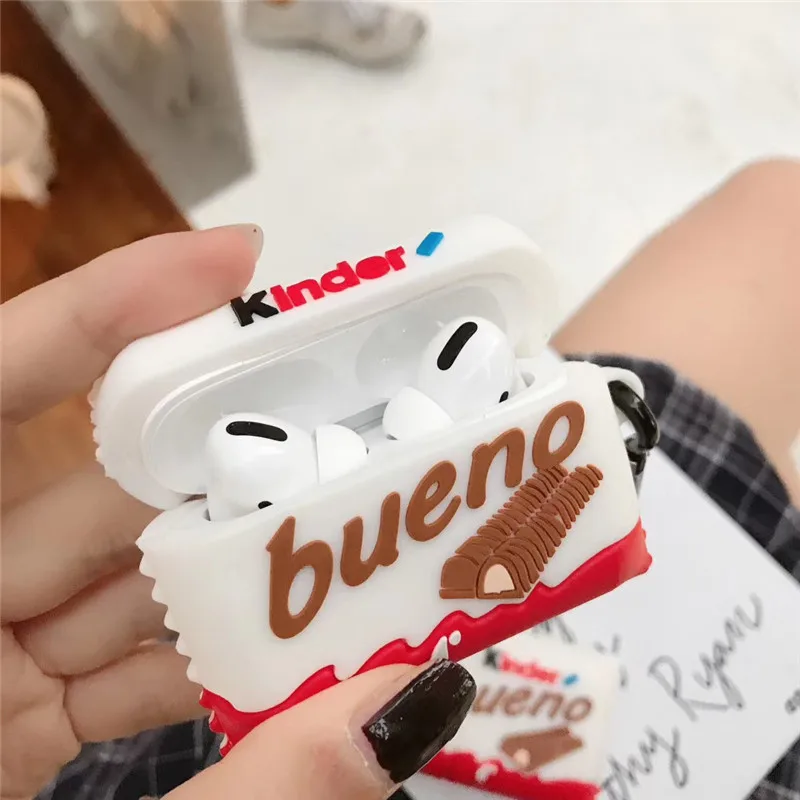 

3D Kinder Bueno Chocolate Candy silicone cover Wireless charging BT box for apple airpod 1 2 for airpods pro 3 cute case