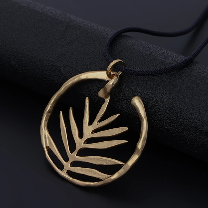 TongLing irregular hollow alloy women's necklace gold plated handmade branch long pendant necklace