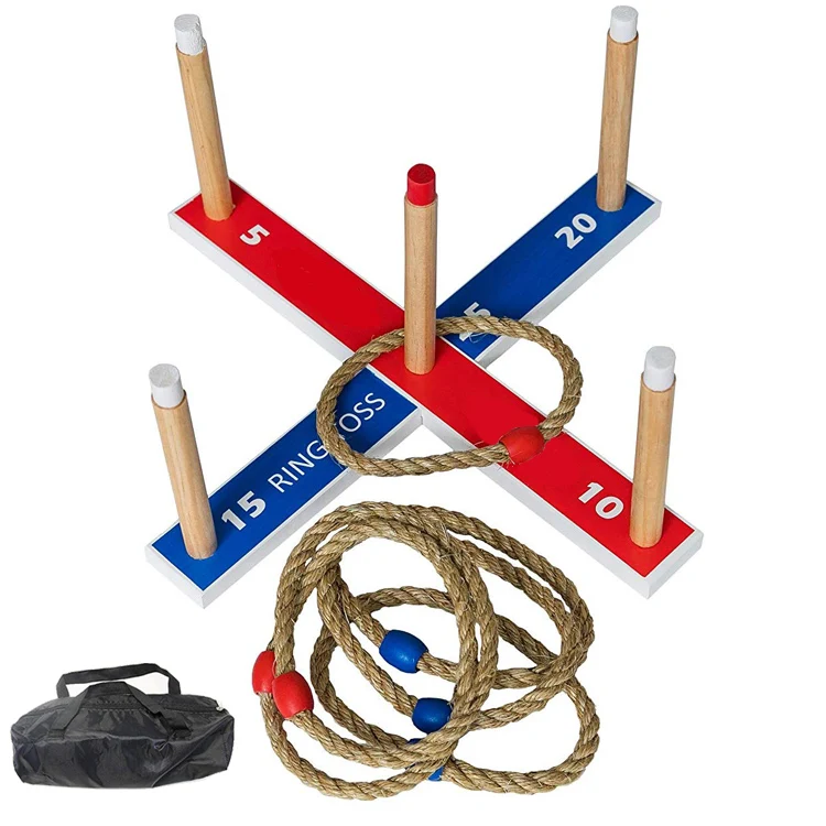 Birthday Party Indoor Outdoor Game Premium Wooden Quoits Ring Toss Game