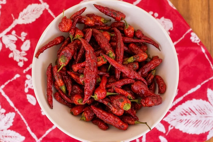 Dried chili peppers next to fresh ones