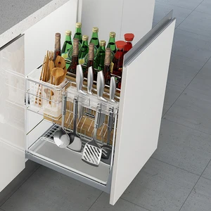 Image of Modern Design Kitchen Multi-Purpose Spice Pull Out Seasoning Drawer Wire Basket