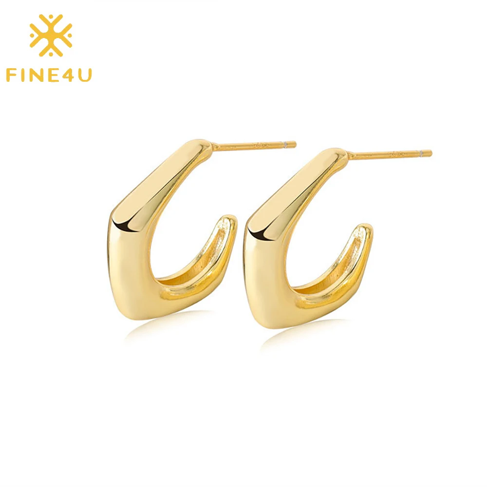 

New fashion trending women rose gold thick geometric gold plated hoop unique earrings, Gold/steel/rose gold
