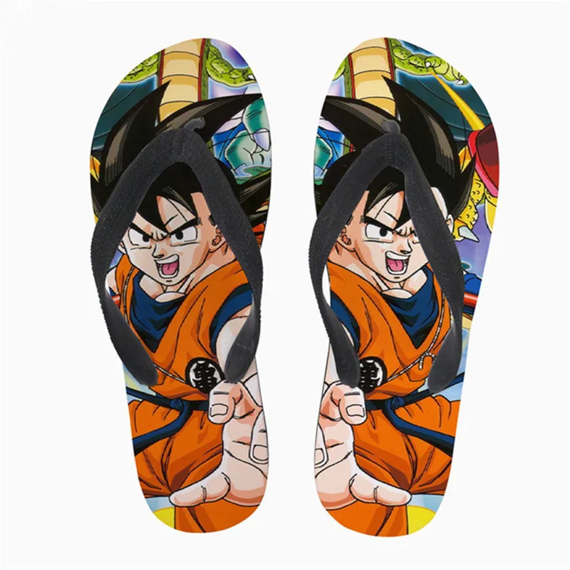 

Soft Rubber Slippers Dragon Ball Print Anime Style Men Summer Flip Flops Light Weight Beach Water Sandals for Male, Customized color