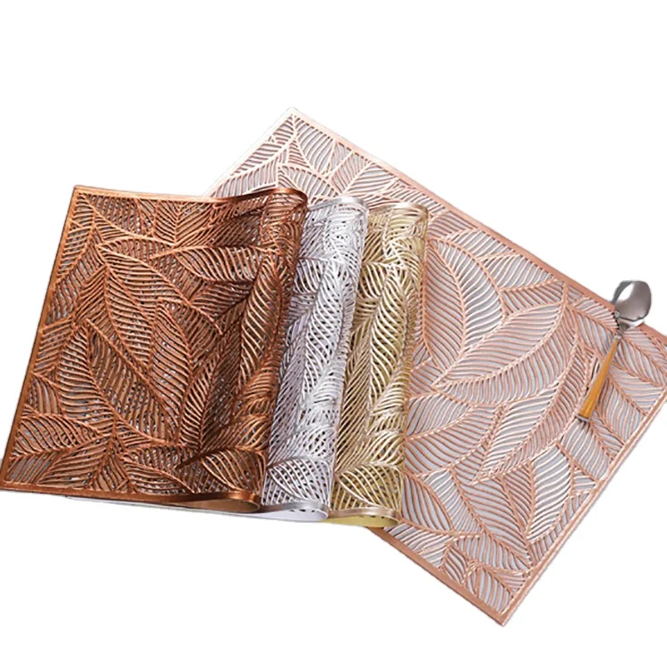 

Bronzing Cutwork Placemats New Product Idea Kitchen Gadgets Pvc Pressed Placemats Wedding Decorative Dinning Table Mats, 4 colors