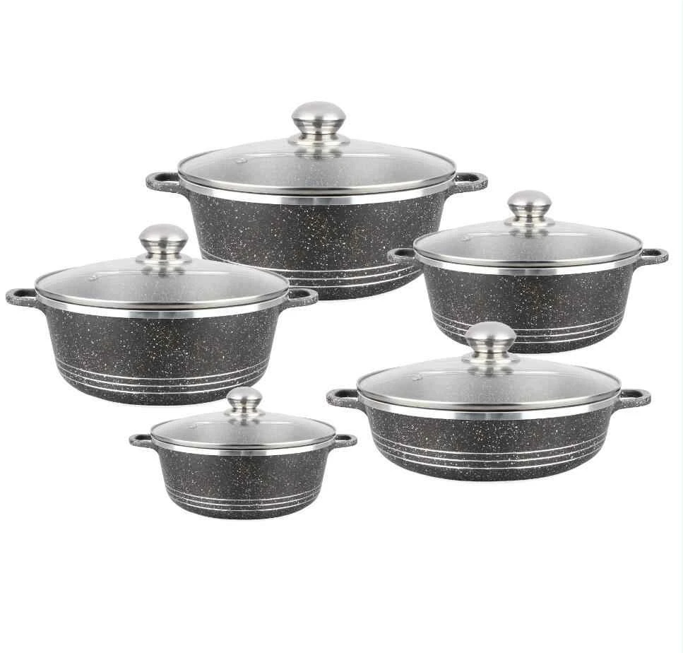 

Whole Dessini 10pcs cookware set granite stone pots and pans ceramic coating, Customized color