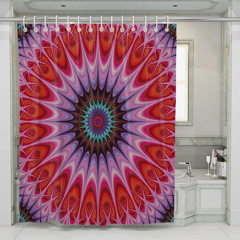 

Factory Source Thick Waterproof And Mildew Peach Skin Geometric Mandala Shower Curtain