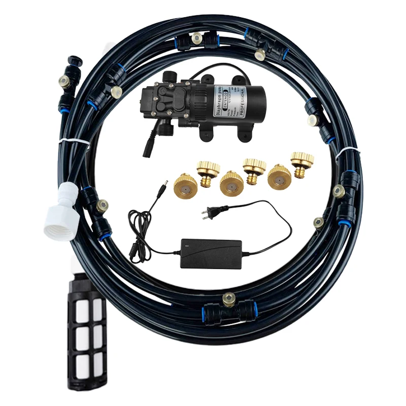 6/8/10/12/15/18/20M Low Pressure Misting System Fog Machine Water Misting Sprayer Kit for Outdoor Patio Garden Cooling