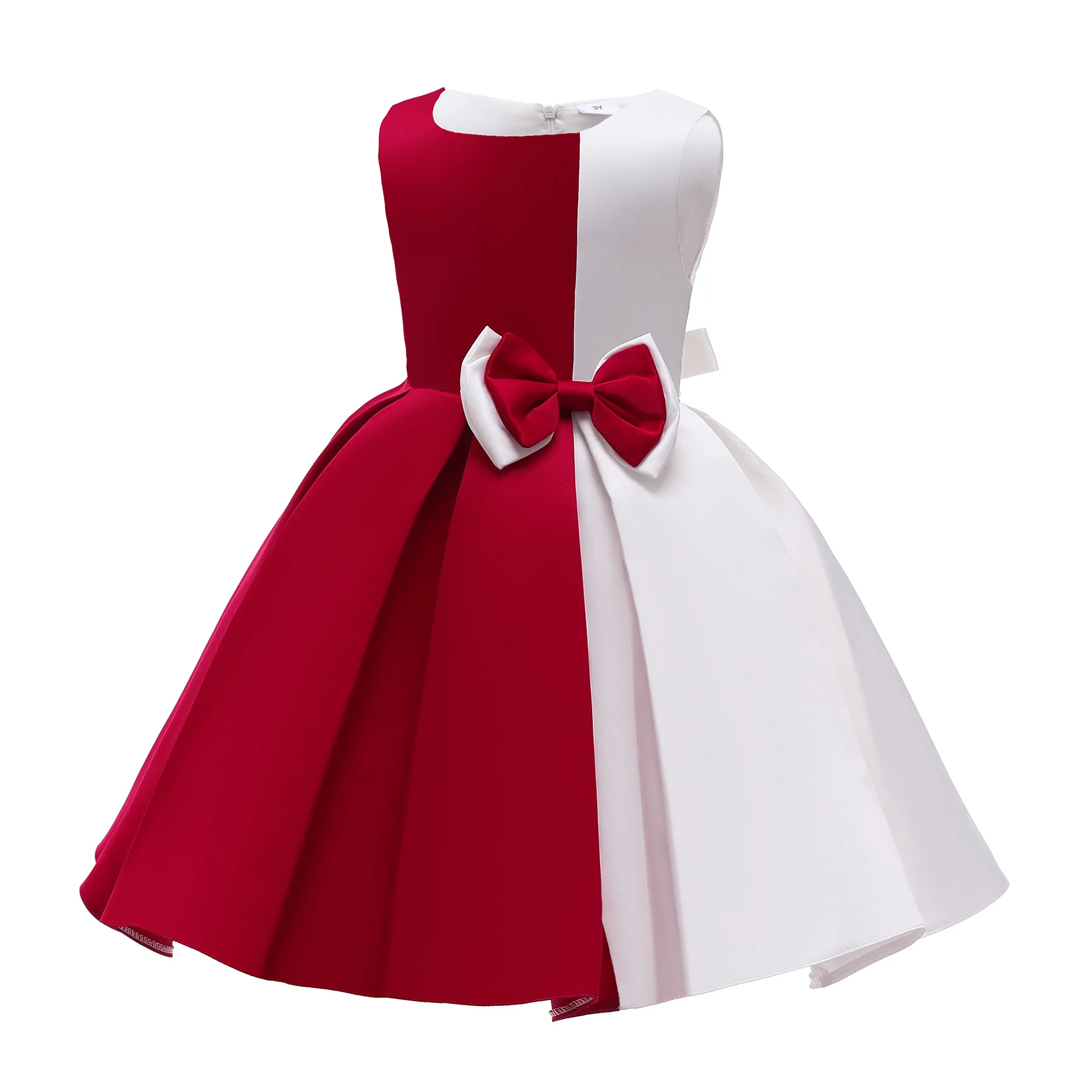 

Girls' dresses 2021 sleeveless new children's wear spring princess dress contrast color pleated vest dress skirt