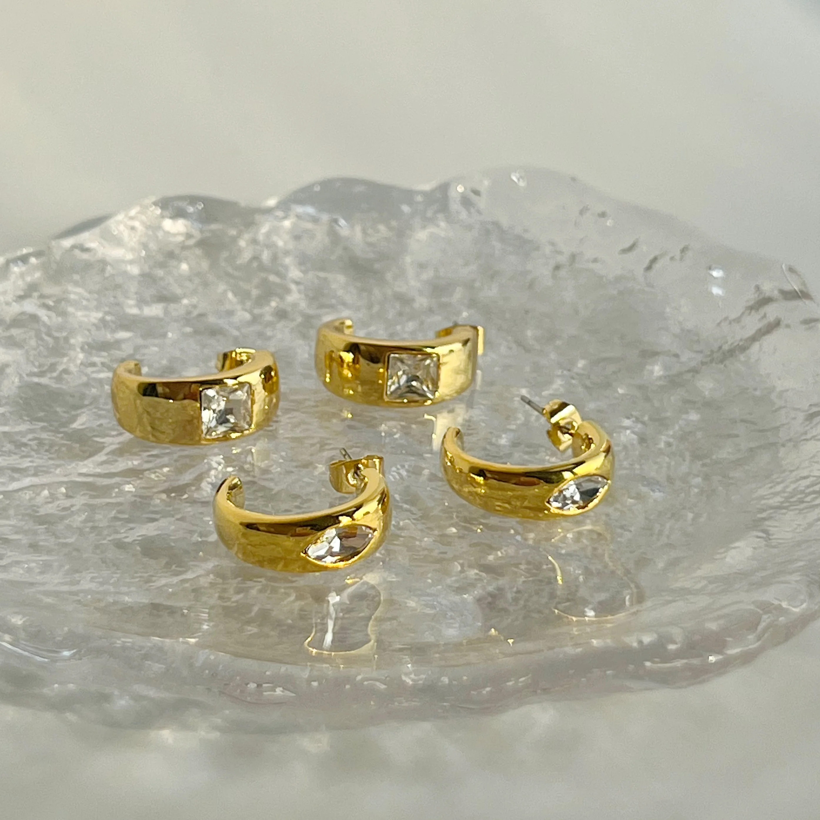 

2022 Dazan Pvd 18k Pvd Gold Plated Hypoallergenic Waterproof Marquise 5A Zircon 925 Sterling Silver Stud Earrings For Women
