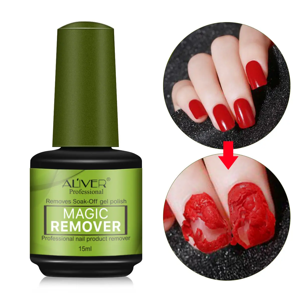 

ALIVER Private Label Magic Nail Polish Remover Professional Easily & Quickly Removes Soak-Off Gel Nail Polish in 3-5 Minutes