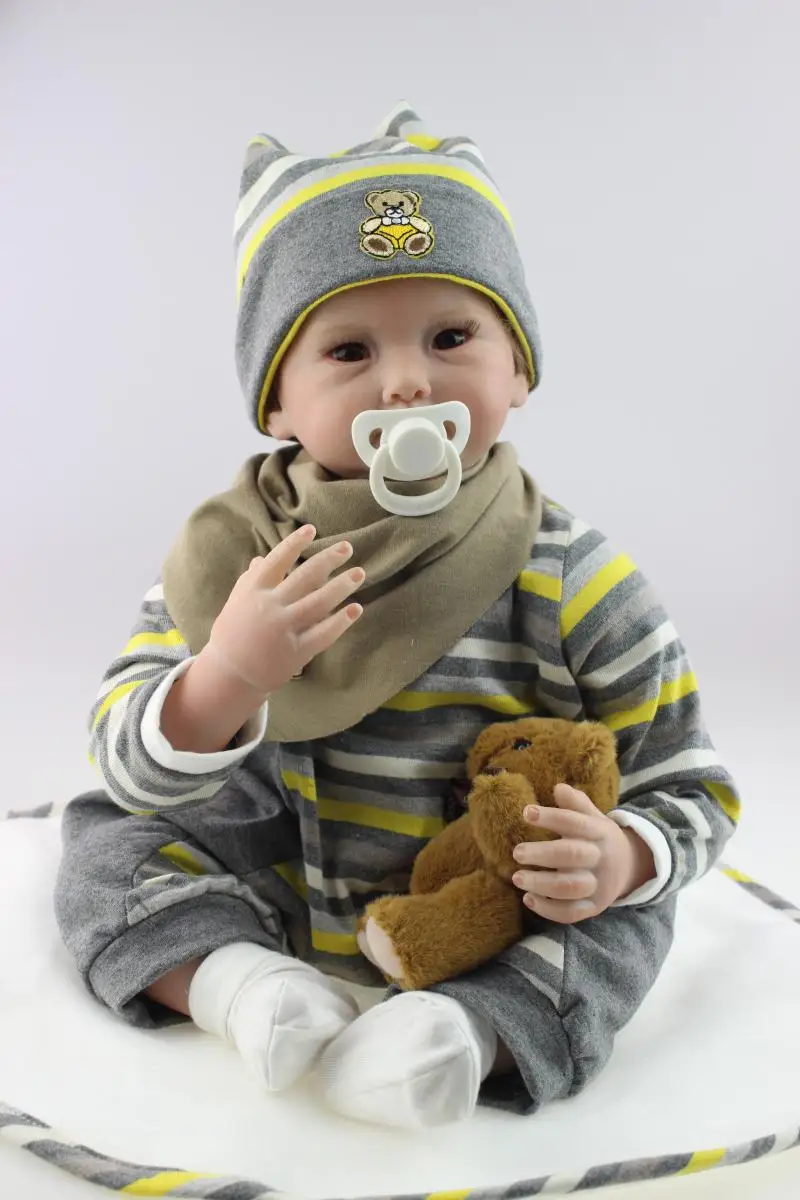 Hot 55cm New Arrival Full Silicone Boy Body Reborn Baby Boy Dolls Soft Silicone Vinyl Real Gentle Touch New Born Real Baby Buy Adorable Cuddly Sweet Doll Christmas Gift Doll Toy Christmas