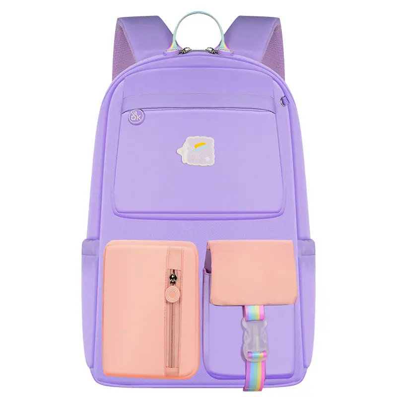 

2023 fashion exquisite Large Capacity Contrast glossy canvas schoolbag