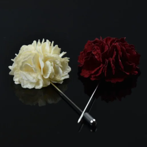Classic Men's Fashion Brooch Lapel Pin Pure Color Fabric Flower With High Safety Standards & Stylish