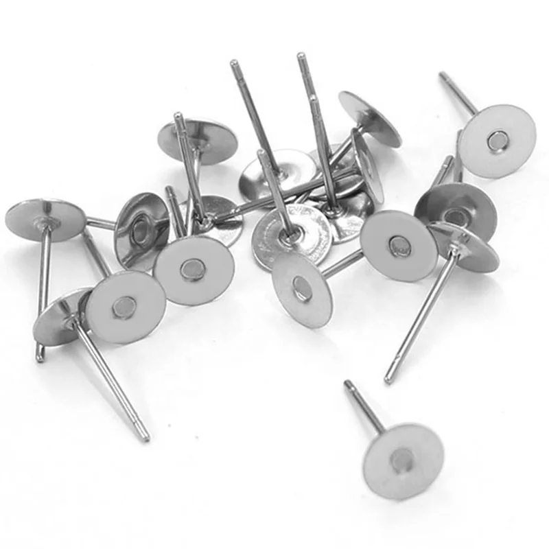 

No Fade Stainless Steel Blank Plane Earring Stud Base Fit 3 4 5 6 8 10mm Cabochon Settings DIY Jewelry Making Small Accessories