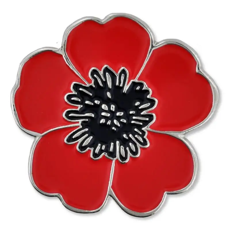 

XINRUILONG Red and Black Poppy Flower Remembrance Memorial Day Enamel Lapel Pin, Customized according to customer requirements