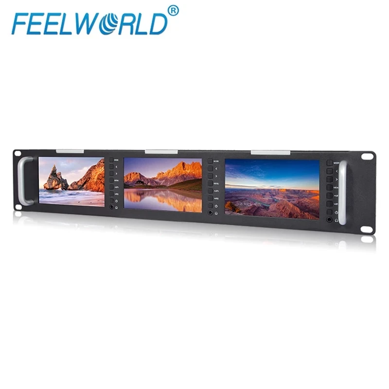 

Feelworld T51 Triple 5" 2RU 800x480 Photography Broadcast Rack Mount Monitor Triple Screens LCD Monitor for dslr cameras