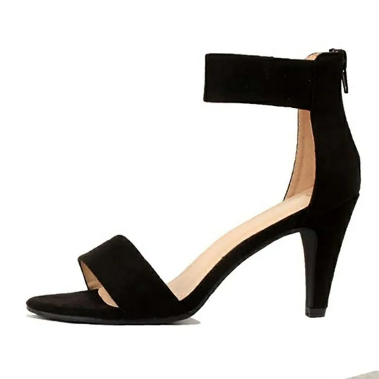 

New Women Sandal Fashion Simple Sexy Suede Imitation Leather High Thin Heel Ankle Strap Lady Shoes, 6 color