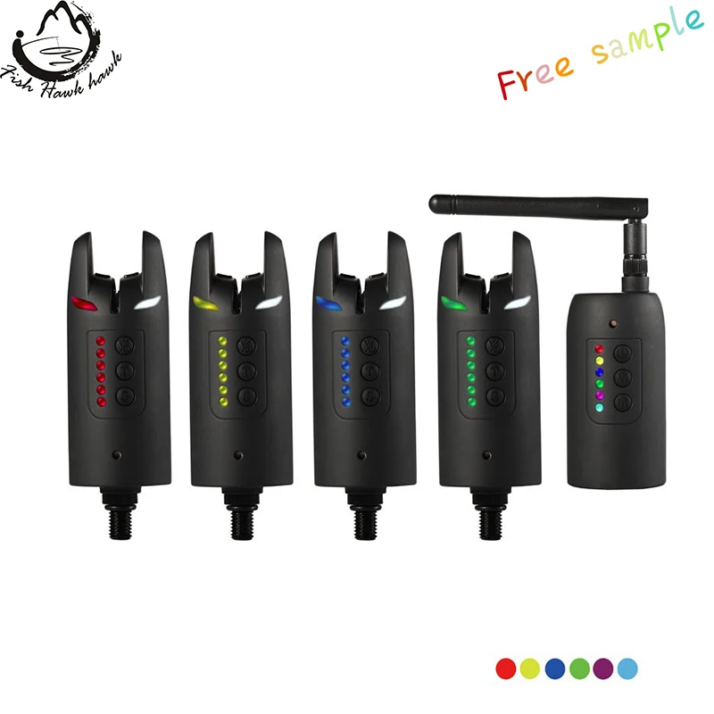 

New design night fishing LED highlight carp fishing wireless alarm set 4+1, Black